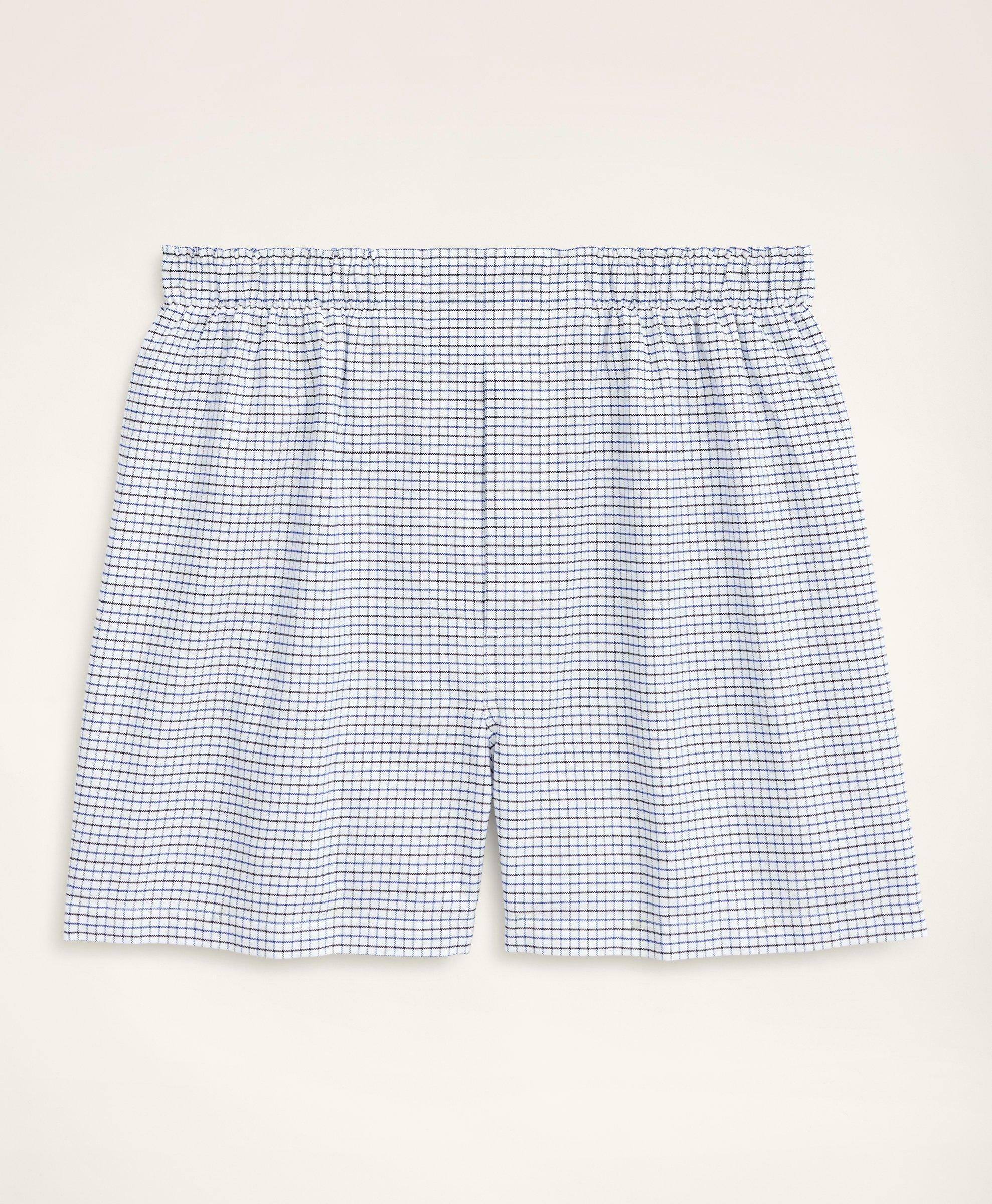 Brooks Brothers Men's Cotton Oxford Tattersall Boxers | Blue