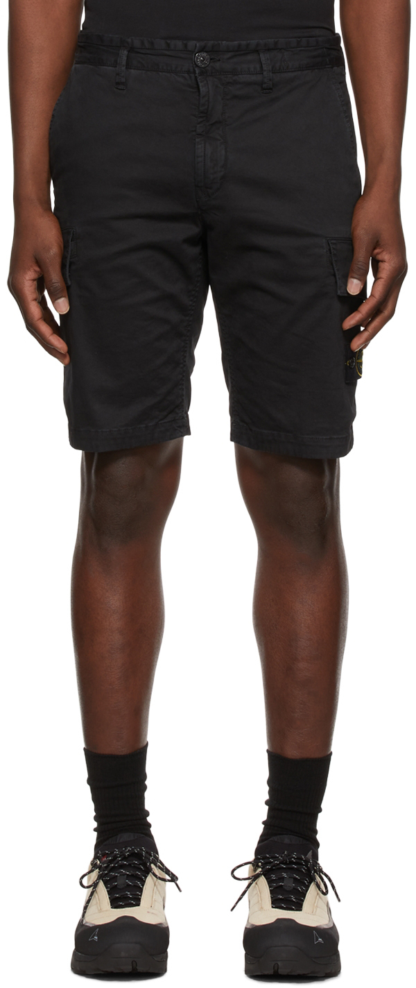 Stone Island Black Cotton Shorts Stone Island