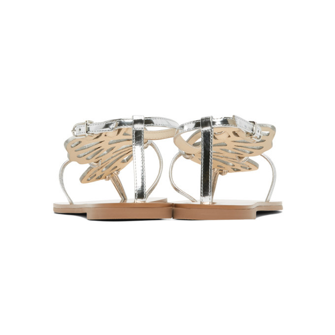 Sophia ster Silver Patent Butterfly Flat Sandals Sophia ster