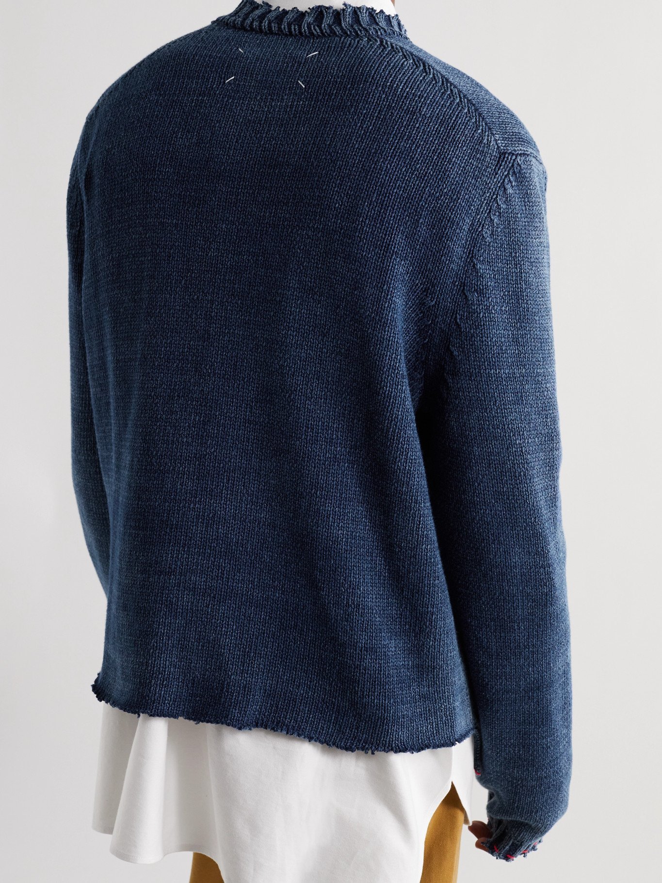 MAISON MARGIELA - Distressed Cotton-Blend Sweater - Blue Maison