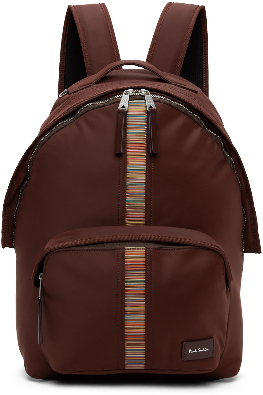 Paul Smith Burgundy Signature Stripe Backpack Paul Smith