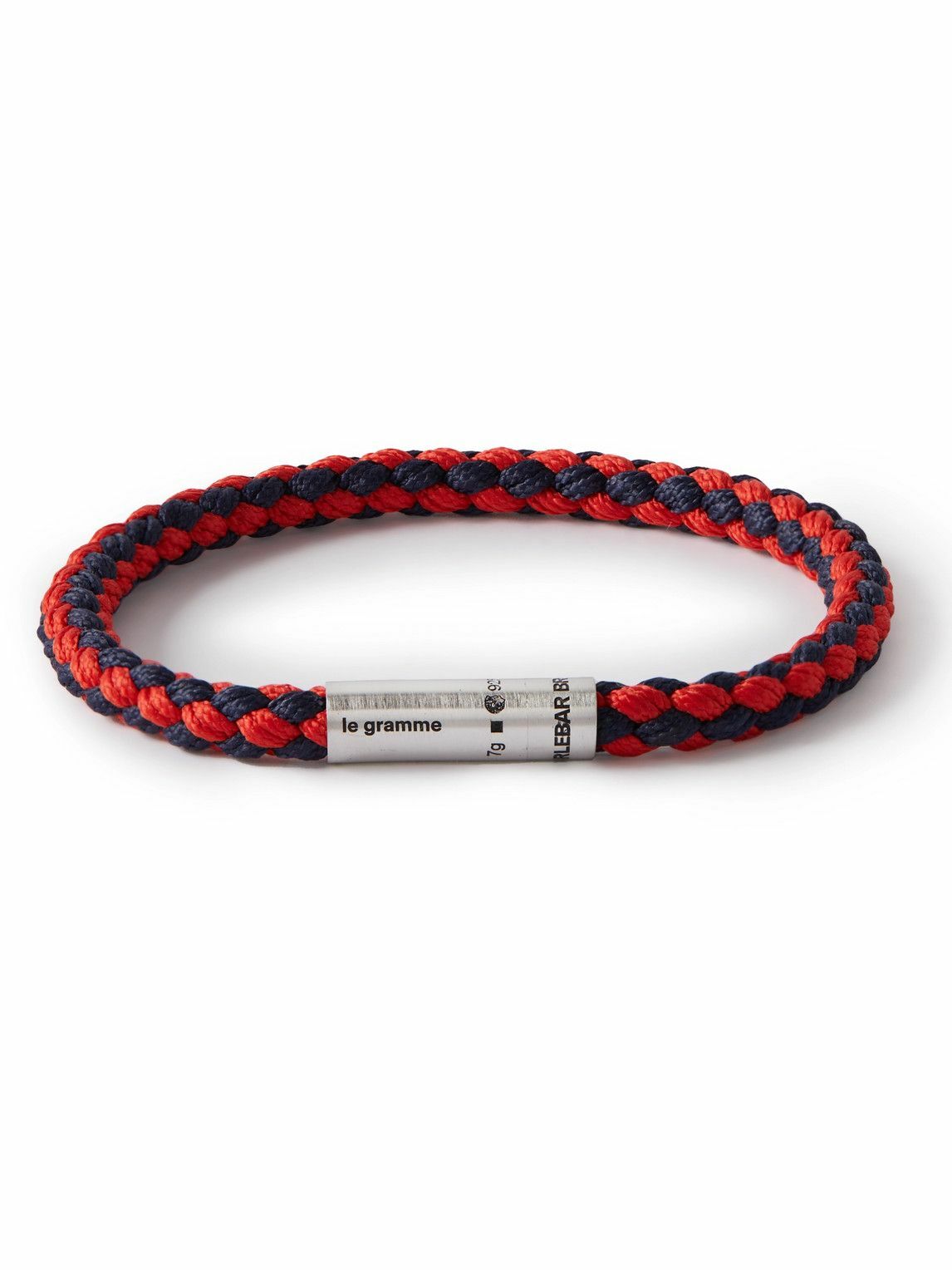 Photo: Le Gramme - Orlebar Brown 7g Woven Cord and Sterling Silver Bracelet - Red