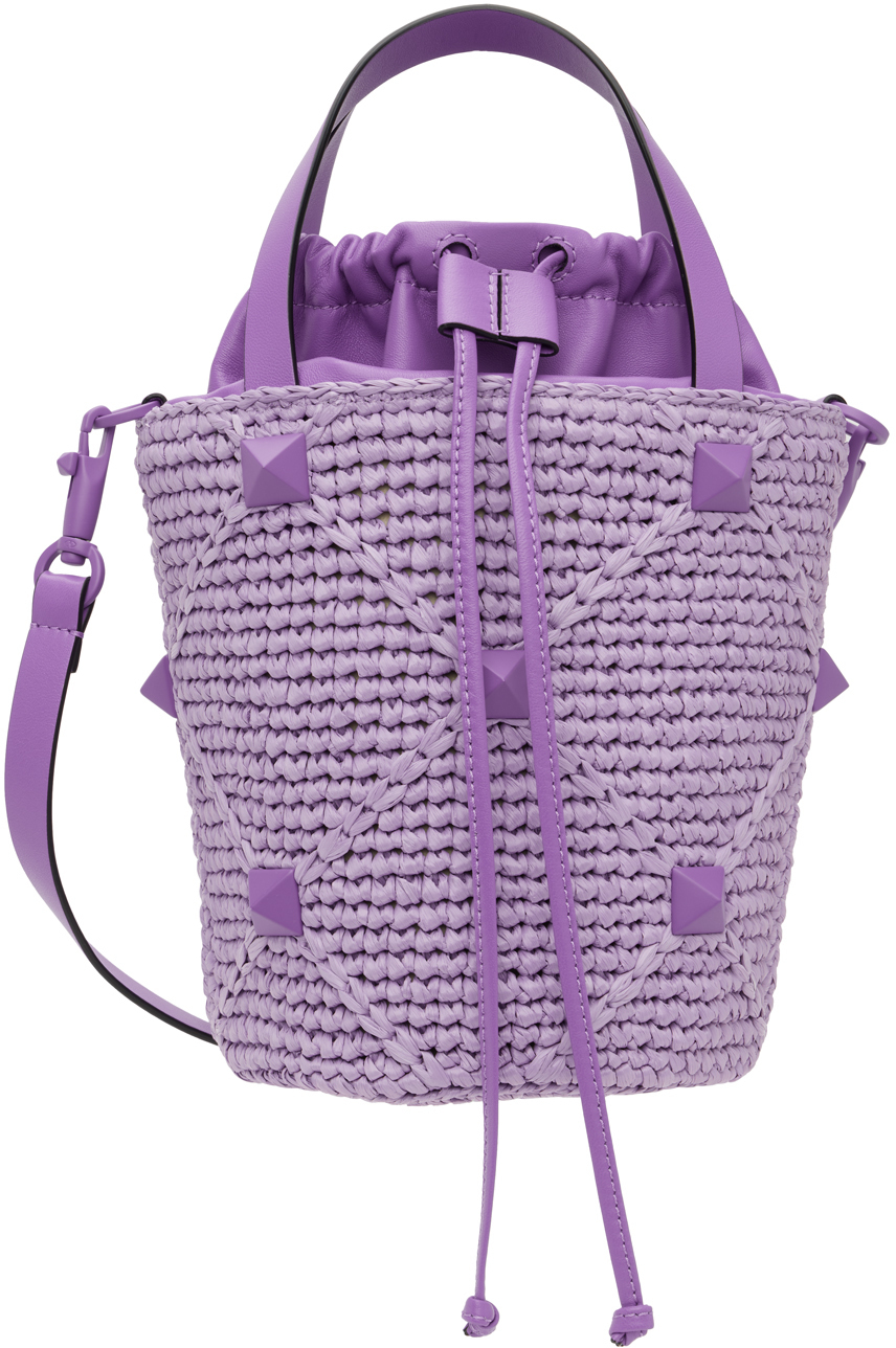 Valentino Garavani Purple Roman Stud Shoulder Bag Valentino Garavani