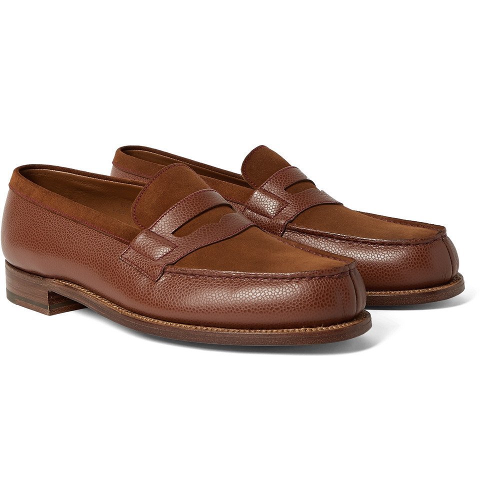 J.M. Weston - 180 The Moccasin Full-Grain Leather and Suede Penny ...