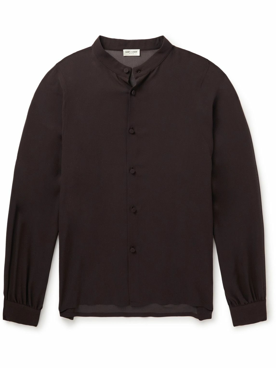 SAINT LAURENT - Silk-Chiffon Shirt - Brown Saint Laurent