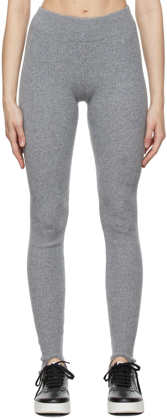VAARA Grey Rib Knit Wool Leggings