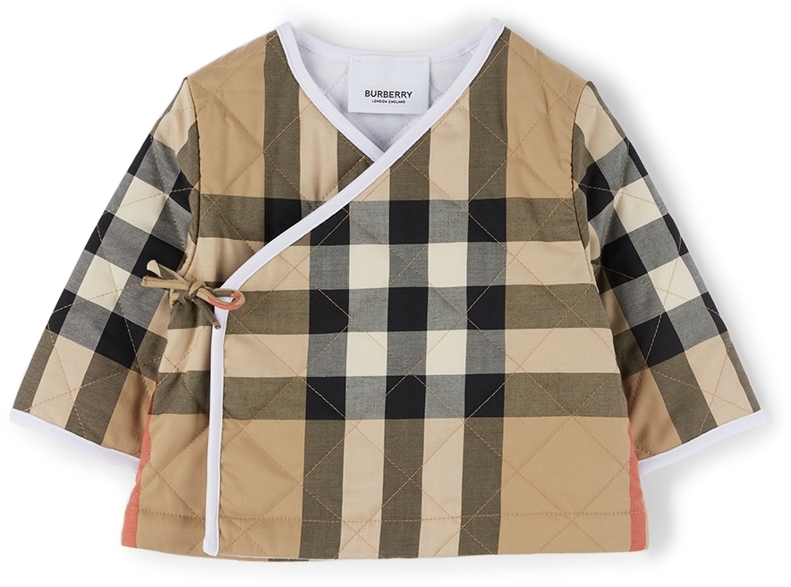Photo: Burberry Baby Beige Quilted Vintage Check Wrap Jacket