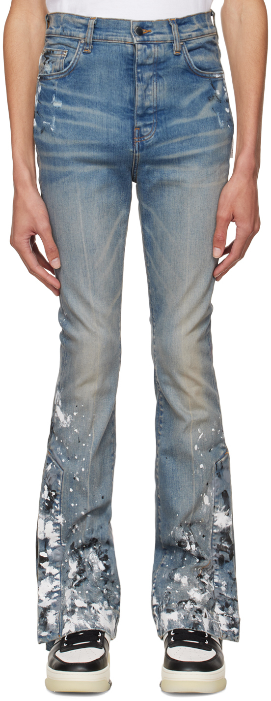 AMIRI Indigo Paint Splatter Jeans Amiri