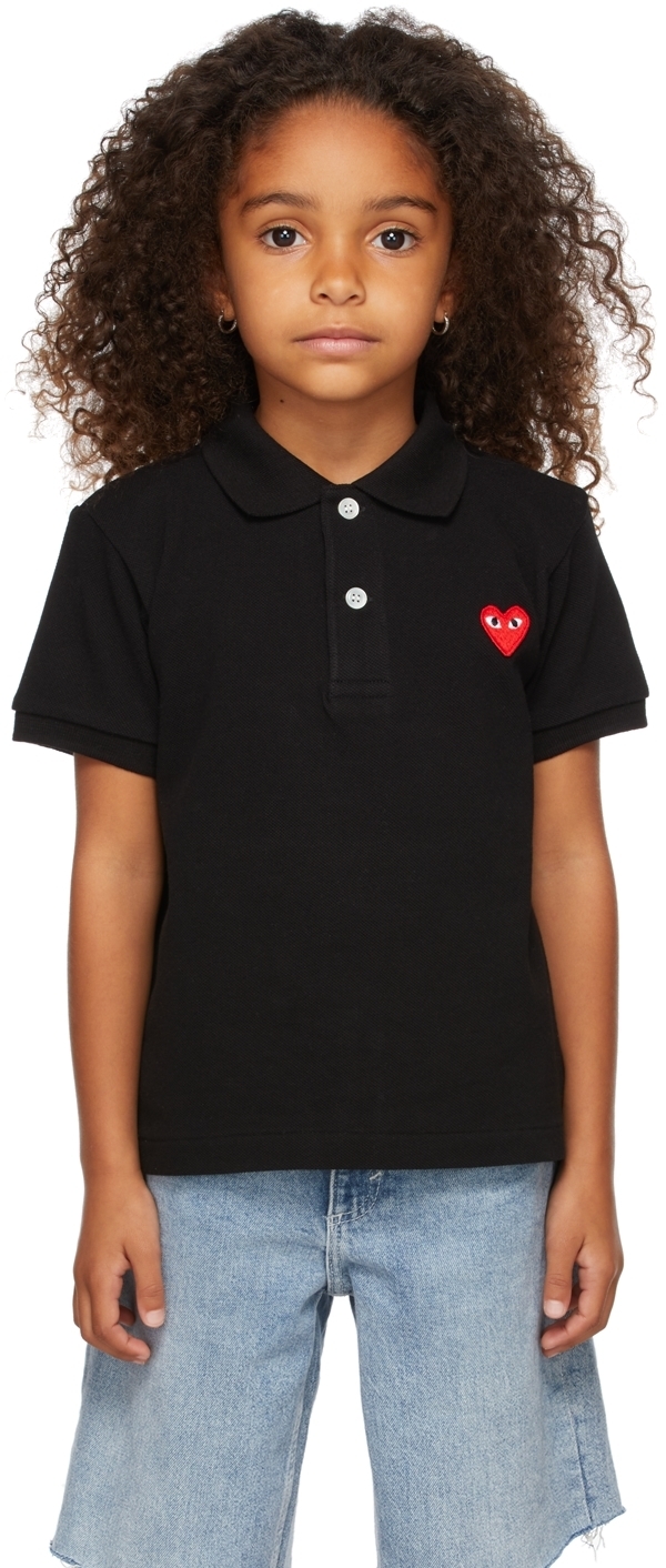 Comme Des Garcons Play Kids Black Patch Polo Comme Des Garcons Play