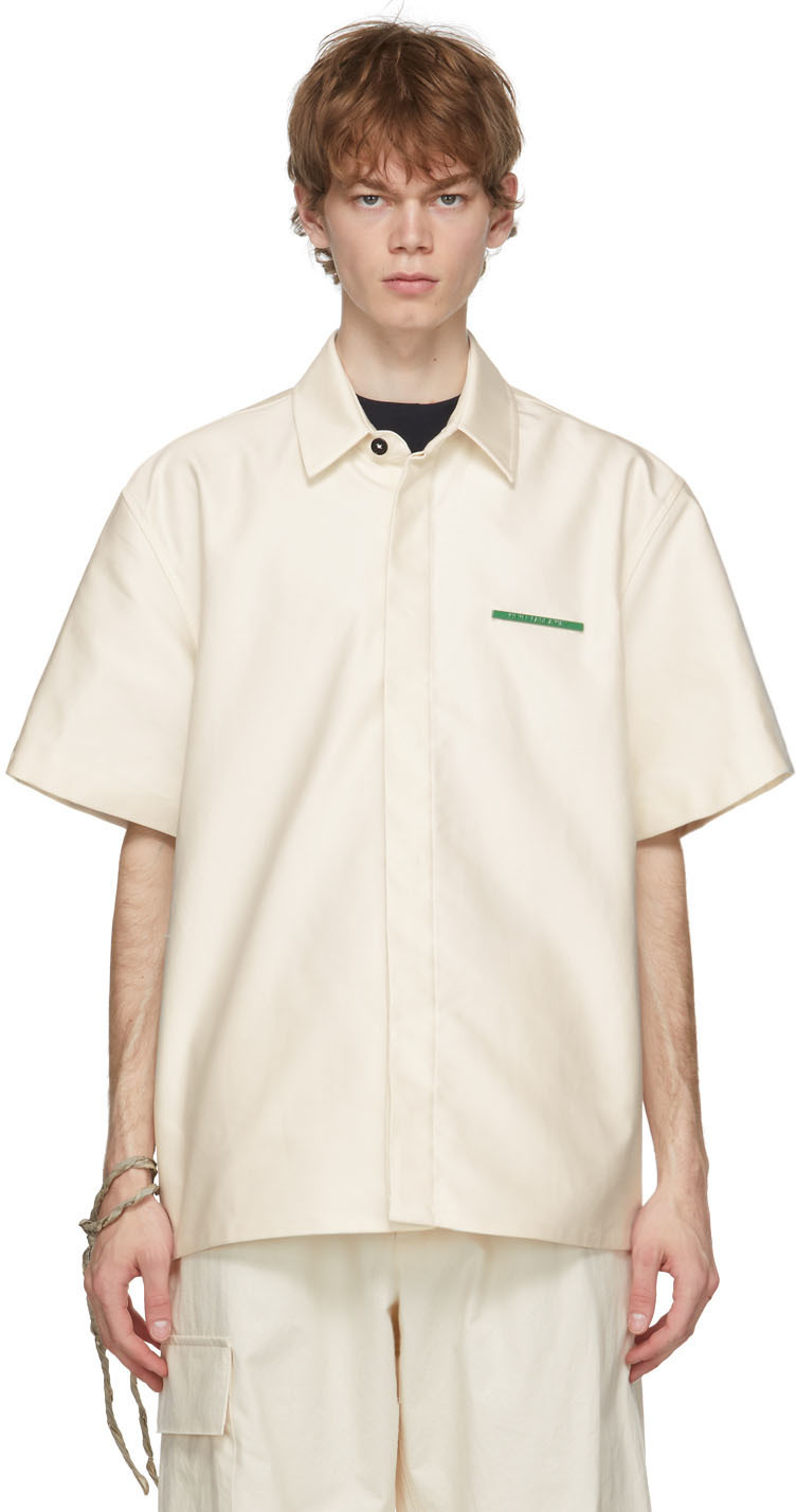 Jil Sander Off-White Heavy Poplin Pin Short Sleeve Shirt Jil Sander