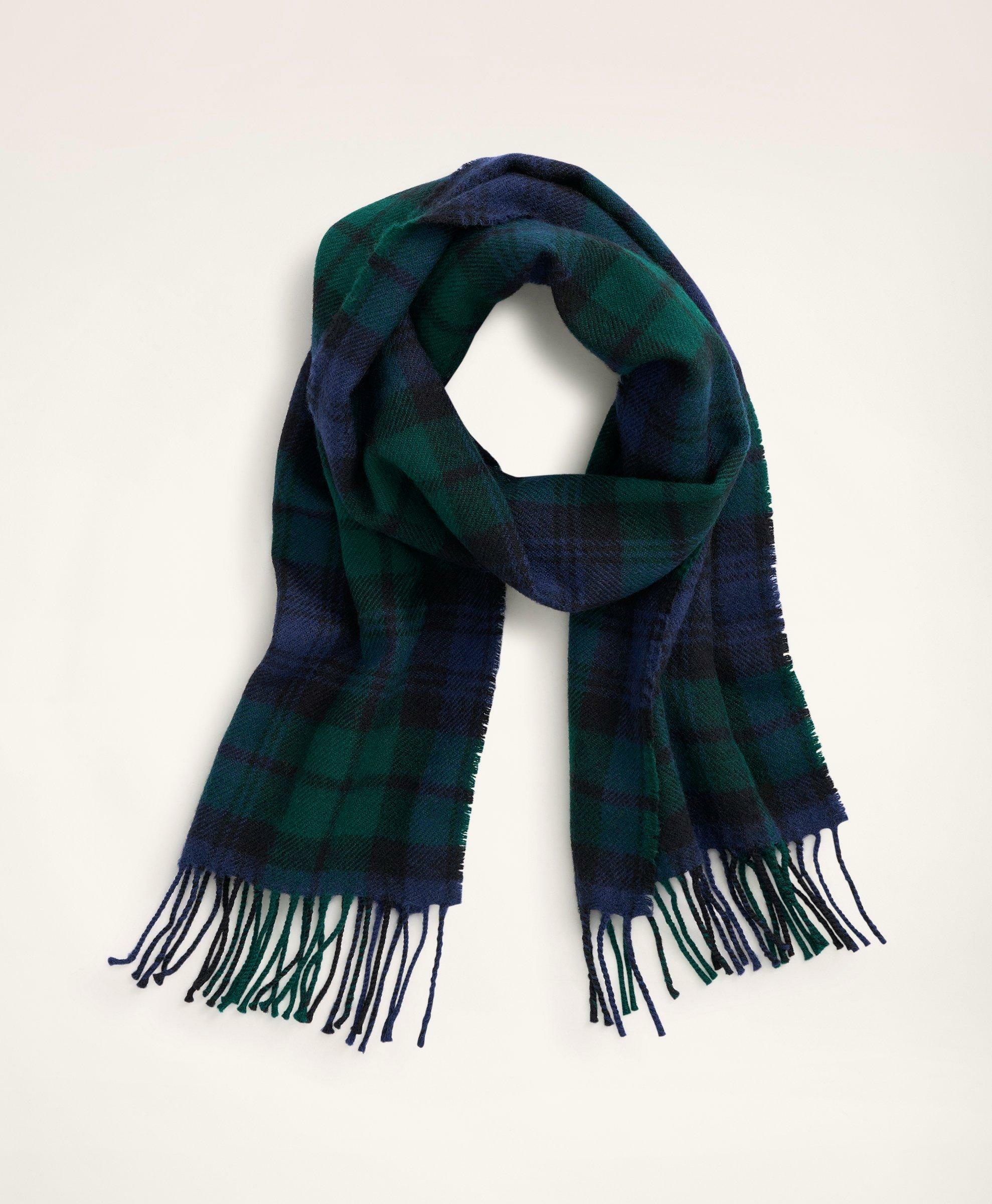 Brooks Brothers Men's Lambswool Fringed Scarf | Navy/Green