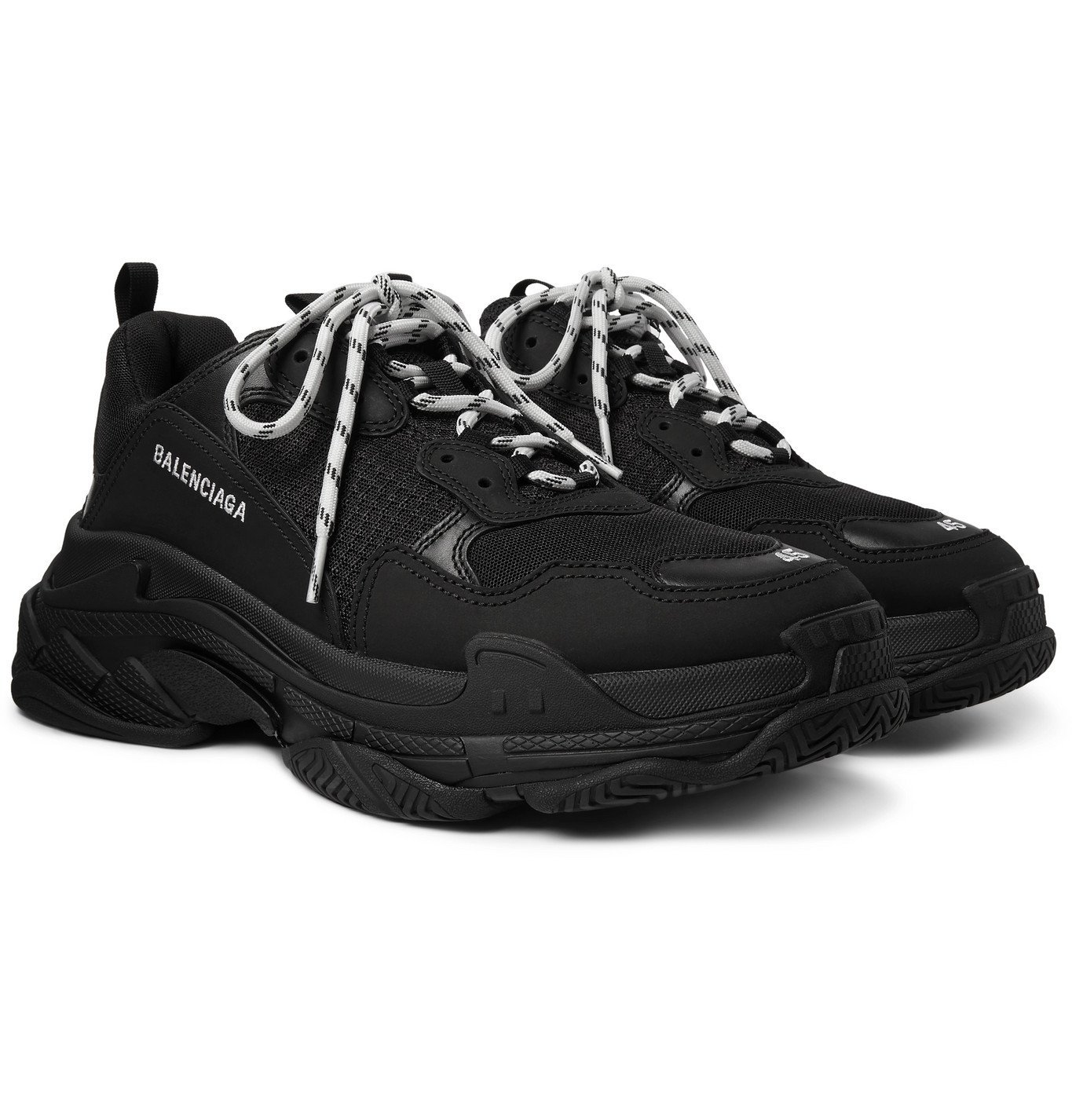 black triple s leather sneakers