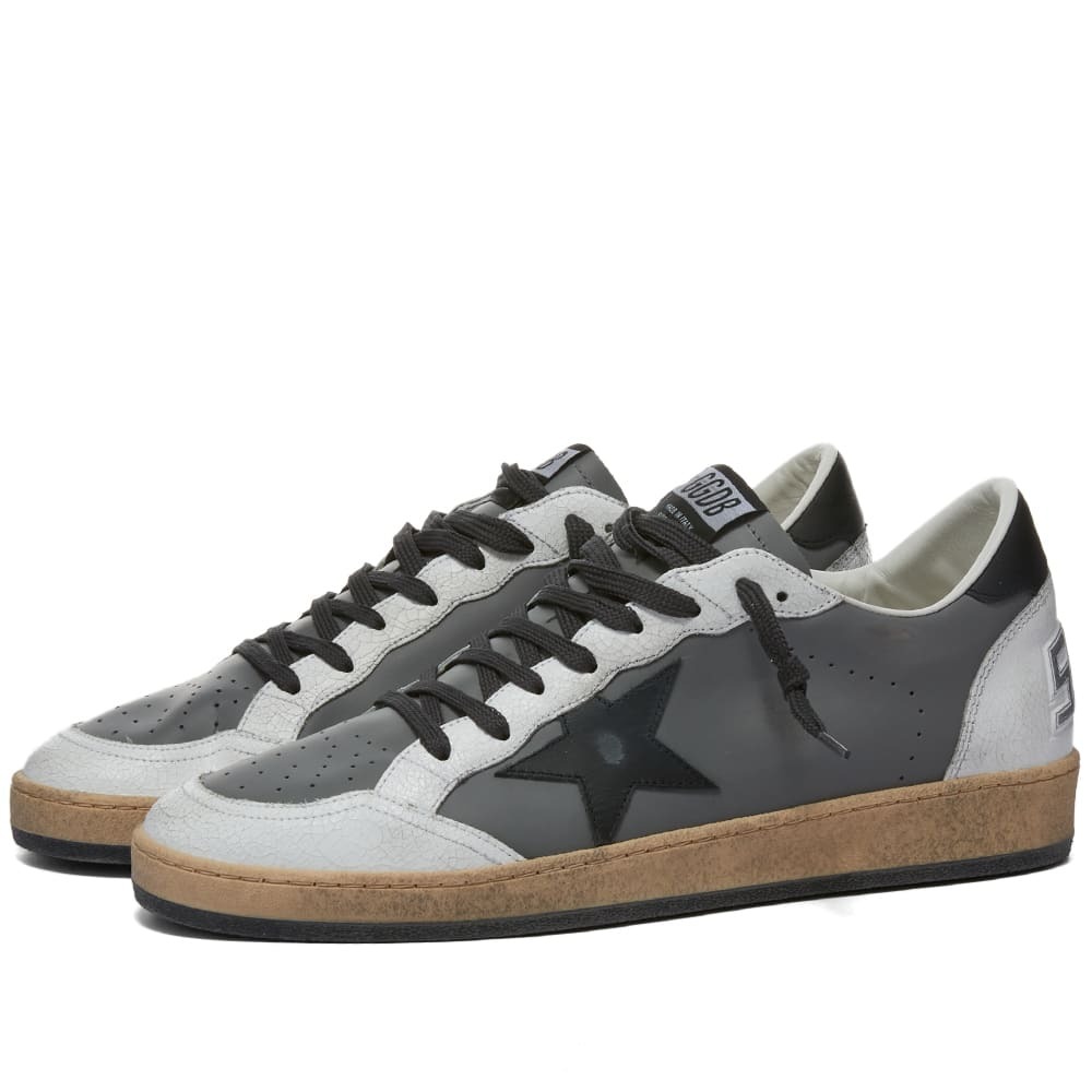 Golden Goose Men's Ball Star Leather Sneakers in Dark Grey/White/Black ...