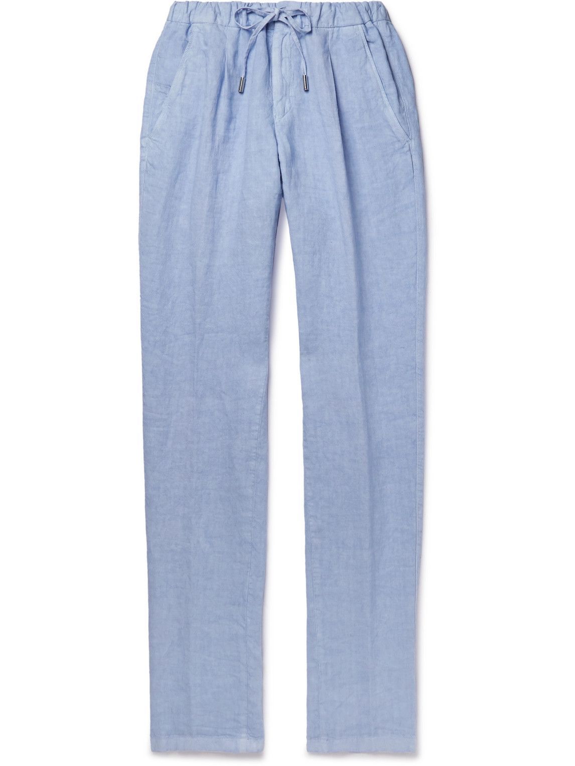 Slim-Fit Linen Drawstring Trousers 