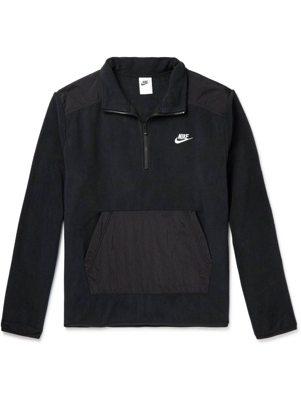 Nike - Logo-Embroidered Shell-Trimmed Fleece Half-Zip Sweatshirt ...