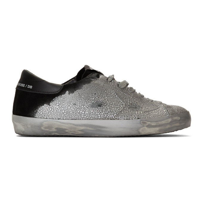 silver and black golden goose
