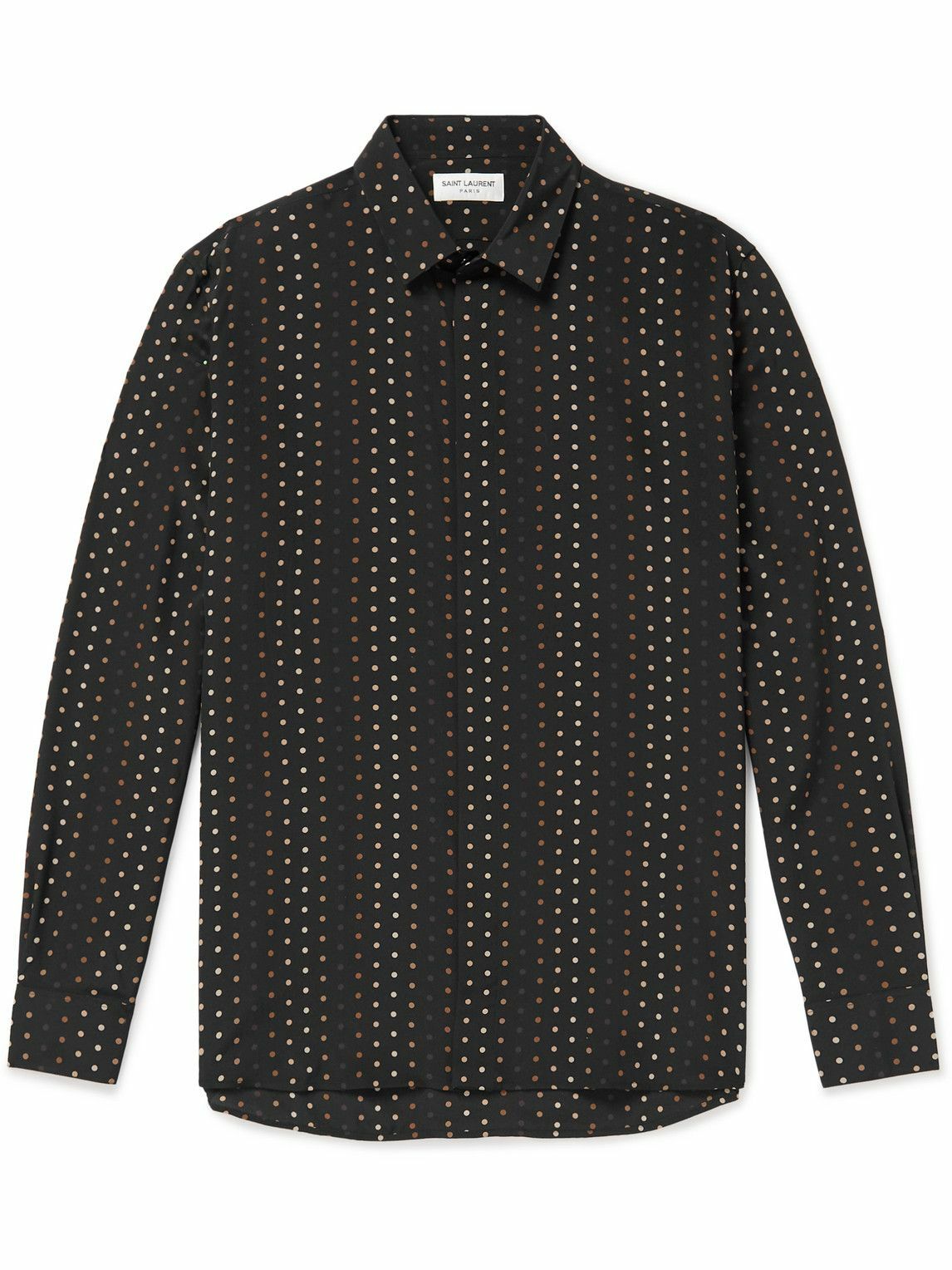 SAINT LAURENT - Polka-Dot Silk Shirt - Black Saint Laurent