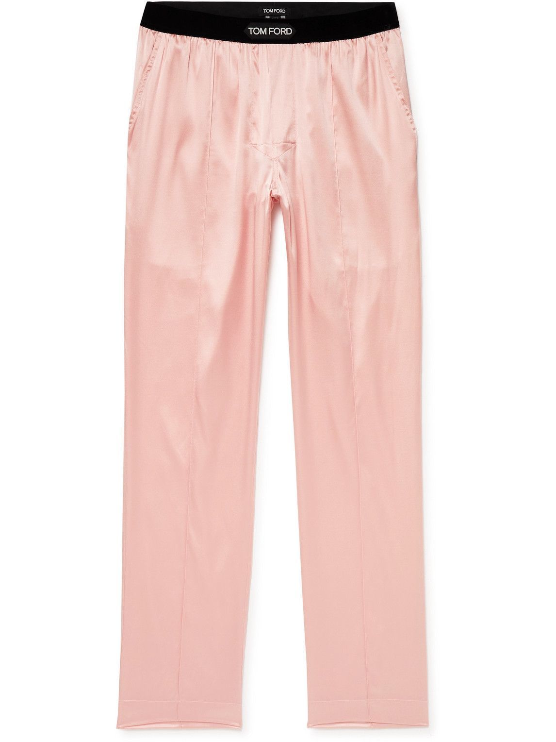 TOM FORD - Velvet-Trimmed Stretch-Silk Satin Pyjama Trousers - Pink TOM FORD