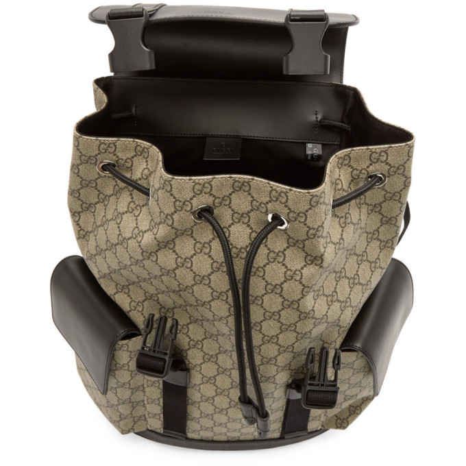 preocupación Oficiales color Gucci Beige and Black Soft GG Supreme Backpack Gucci