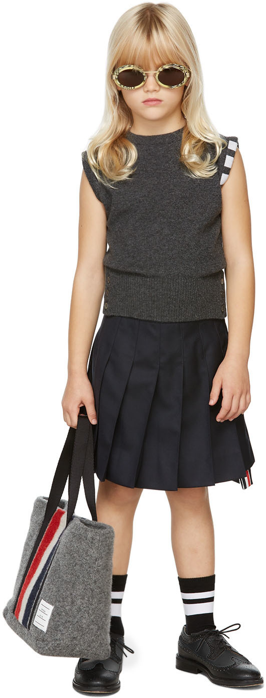 Thom Browne Kids Grey Cashmere 4-Bar 