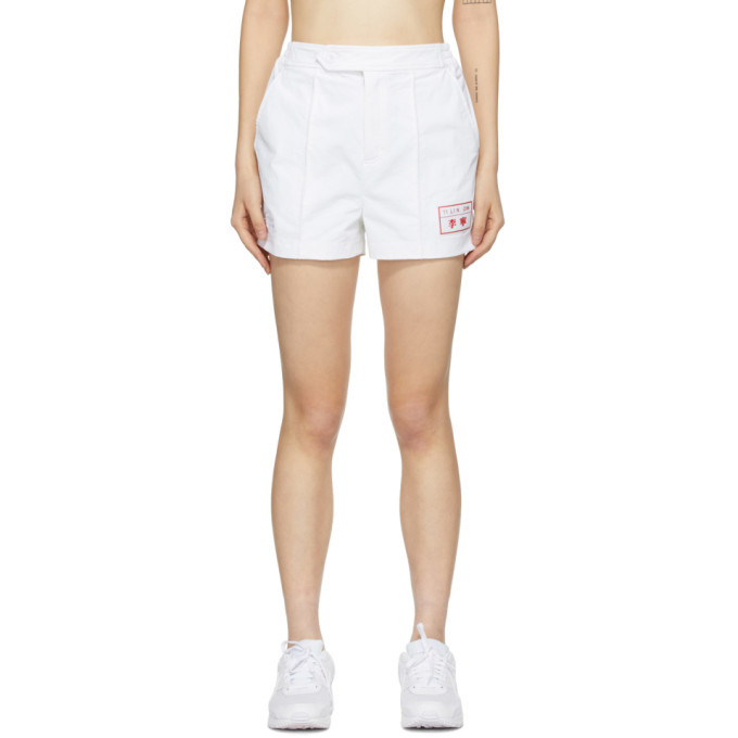 white nylon shorts