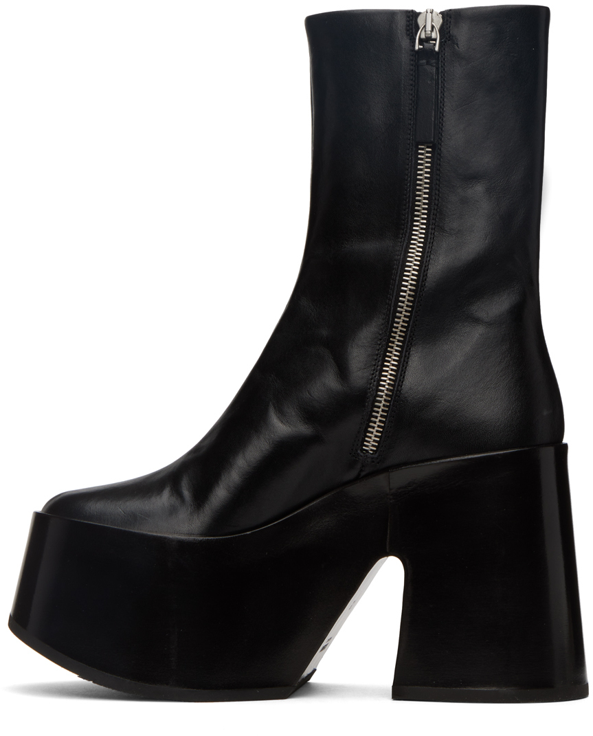 Jil Sander Black Leather Platform Boots Jil Sander