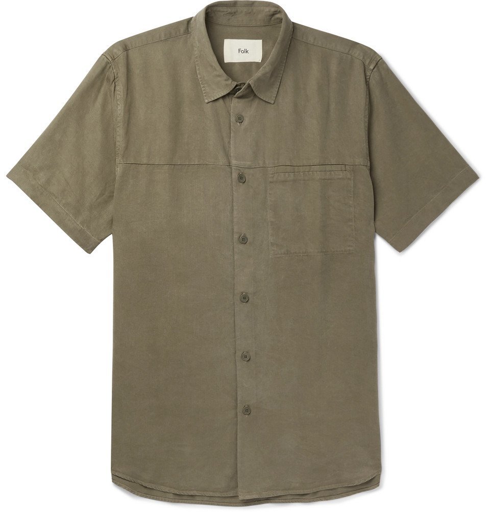 Folk - Burner Garment-Dyed Lyocell Shirt - Men - Green Folk