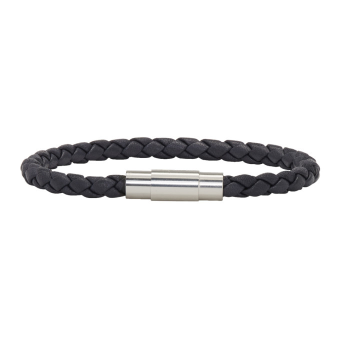 Boss Navy Braided Single Wrap Blaine Bracelet BOSS