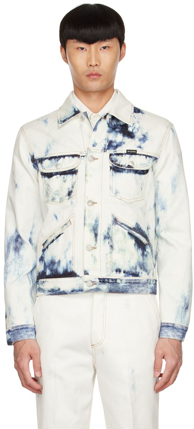 Alexander McQueen White Blue Sky Denim Jacket Alexander McQueen