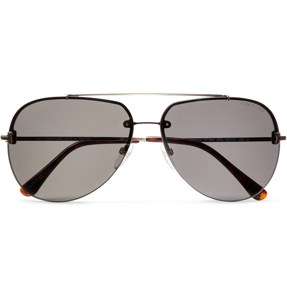 TOM FORD - Brad Aviator-Style Silver-Tone Sunglasses - Men - Silver TOM FORD