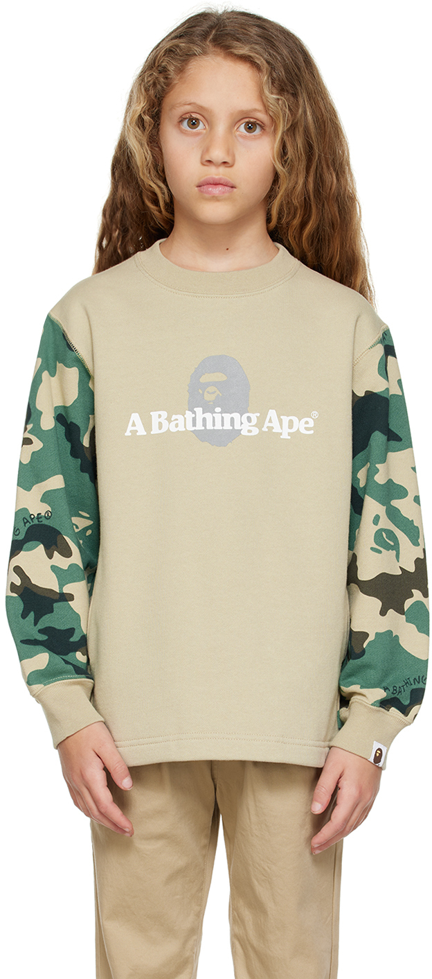 BAPE Kids Khaki Woodland Camo Sweatshirt A Bathing Ape