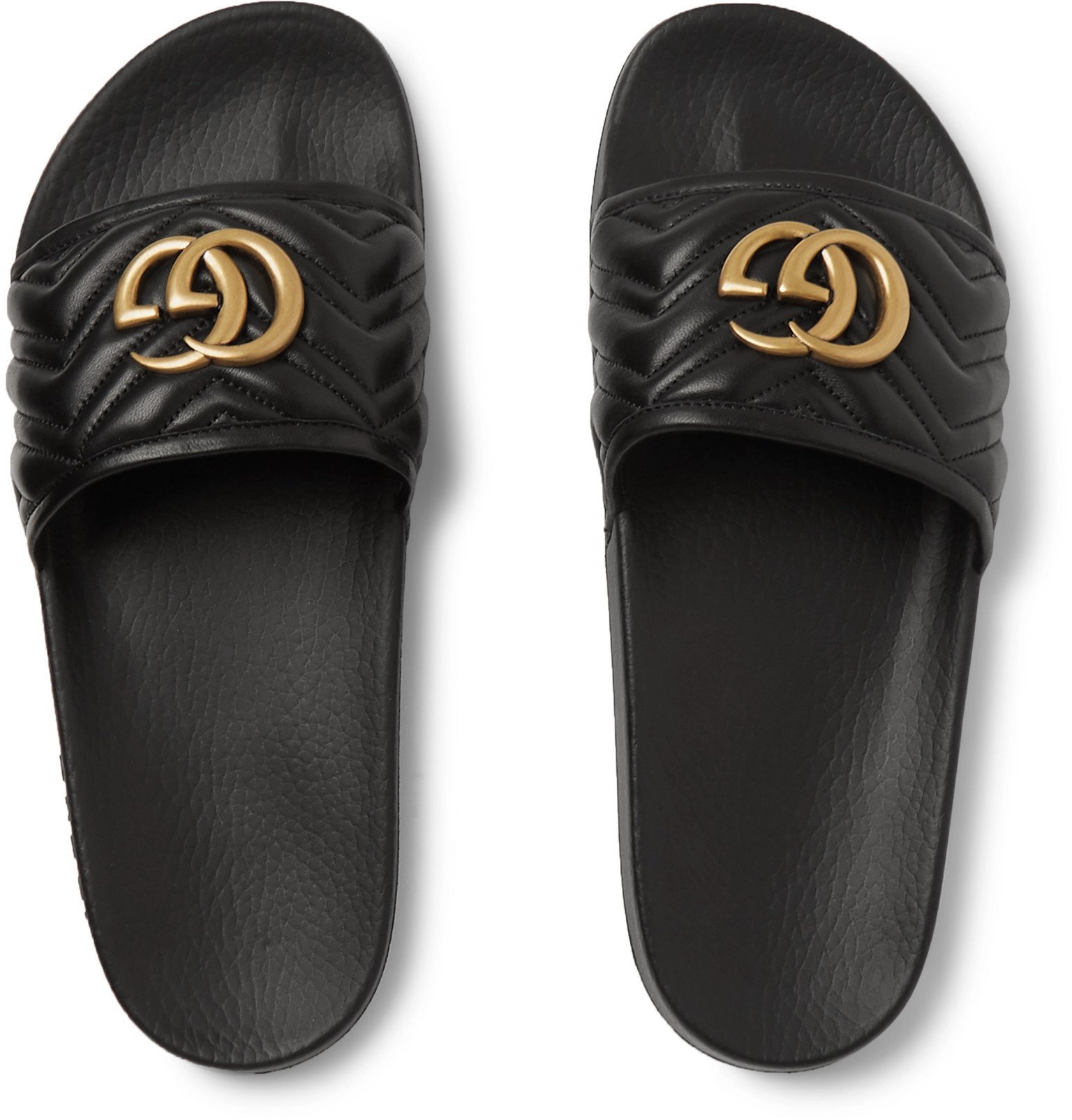 gucci pursuit leather slides