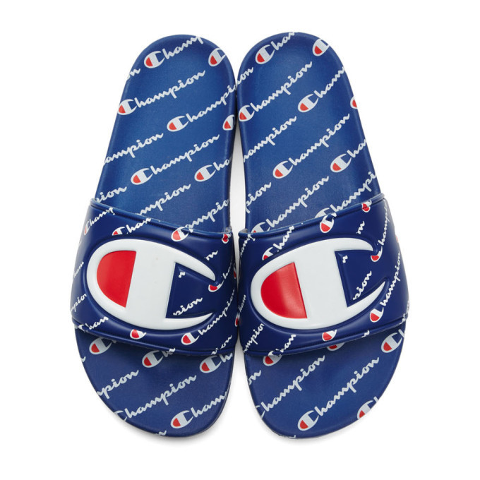 champion slides repeating logo