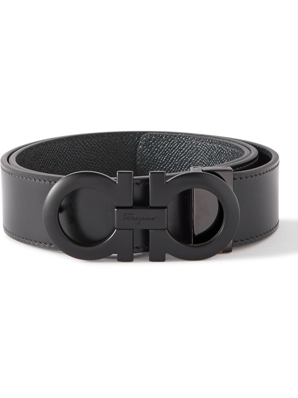 Salvatore Ferregamo - 3.5cm Reversible Leather Belt - Black