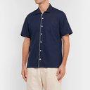 Oliver Spencer - Linton Piped Linen and Cotton-Blend Shirt - Blue