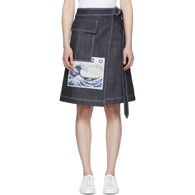 Kenzo Navy Memento N°2 Denim Wrap Skirt 