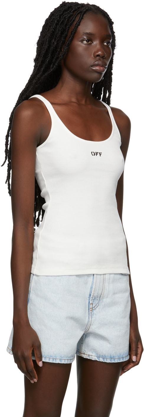 Off-White White Stamp Logo Basic Ribbed Tank Top Off-White
