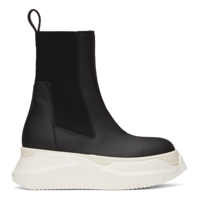 Rick Owens Drkshdw Black and Off-White Abstract Beetle Boots Rick 