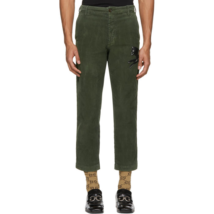 Gucci Green Corduroy Wolf Trousers Gucci