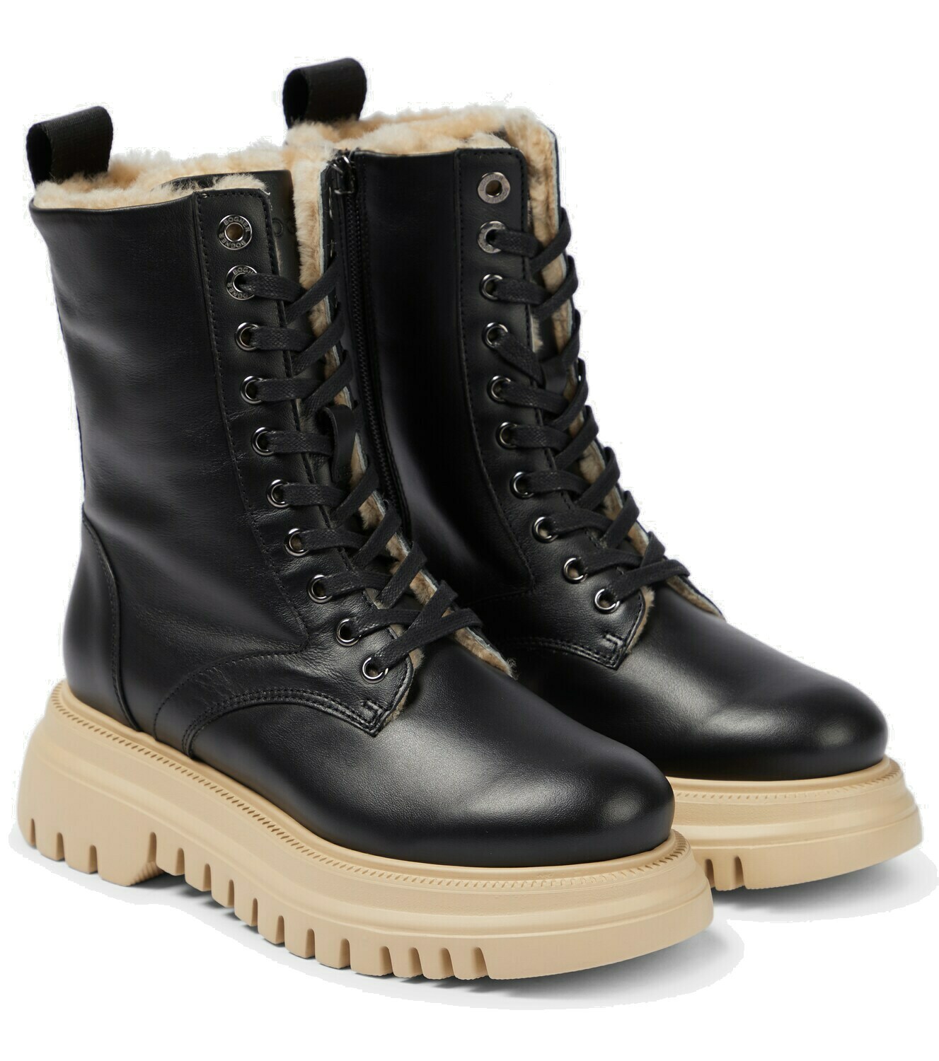 Bogner - Shearling-lined leather lace-up boots Bogner