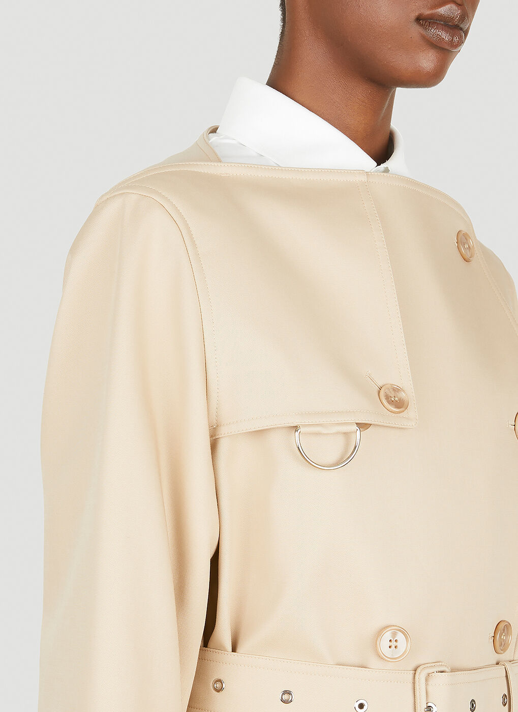 Collarless Trench Coat in Beige Burberry