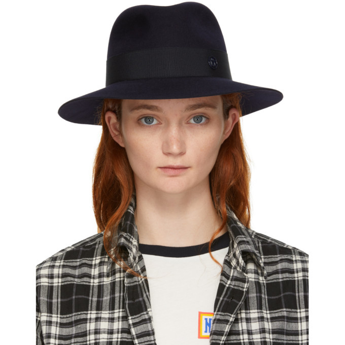Maison Michel Navy Felt Waterproof 