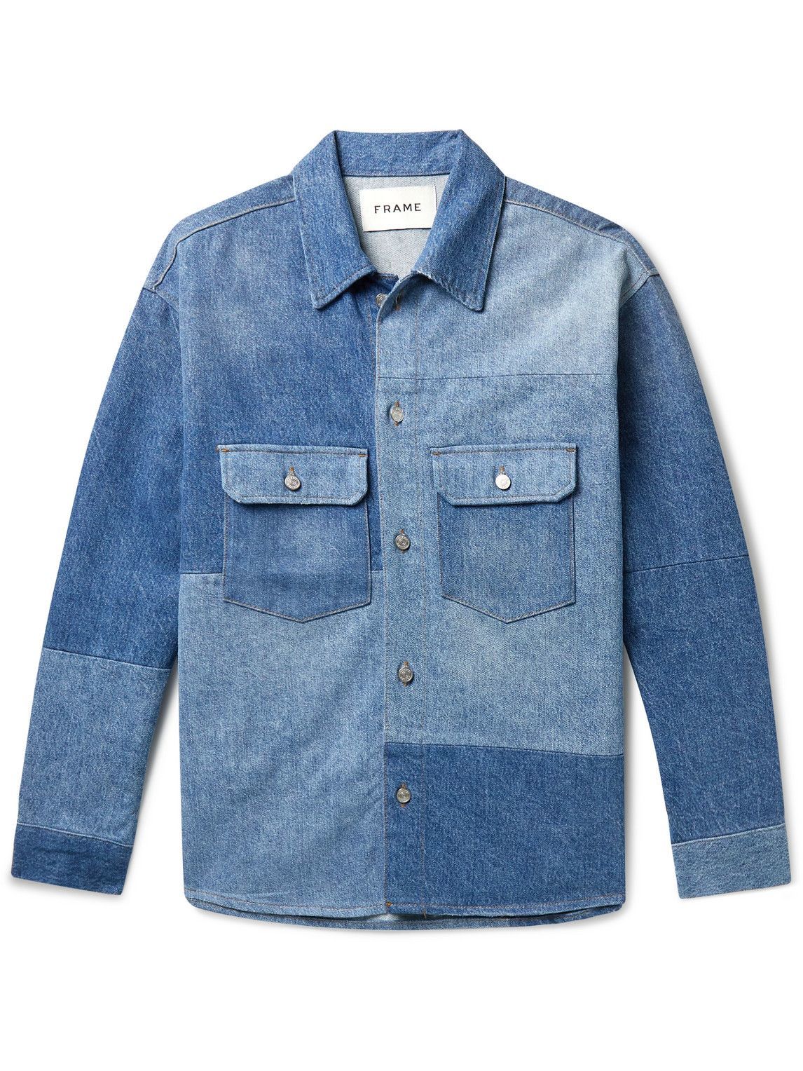 FRAME Patchwork Denim Shirt Blue Frame Denim