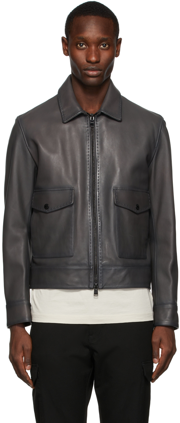 Boss Black Blouson-Style Lambskin Jacket BOSS