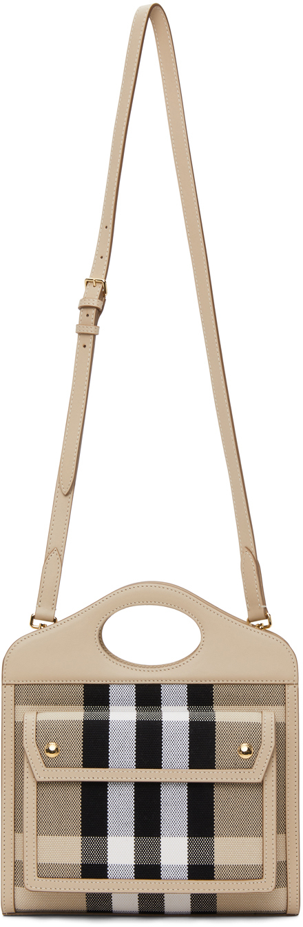 Burberry Beige Mini Canvas Check Pocket Bag Burberry