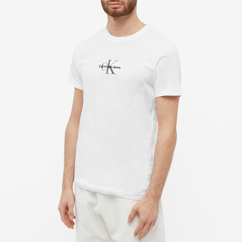 Calvin Klein Mens Monogram Logo T Shirt In Bright White Calvin Klein