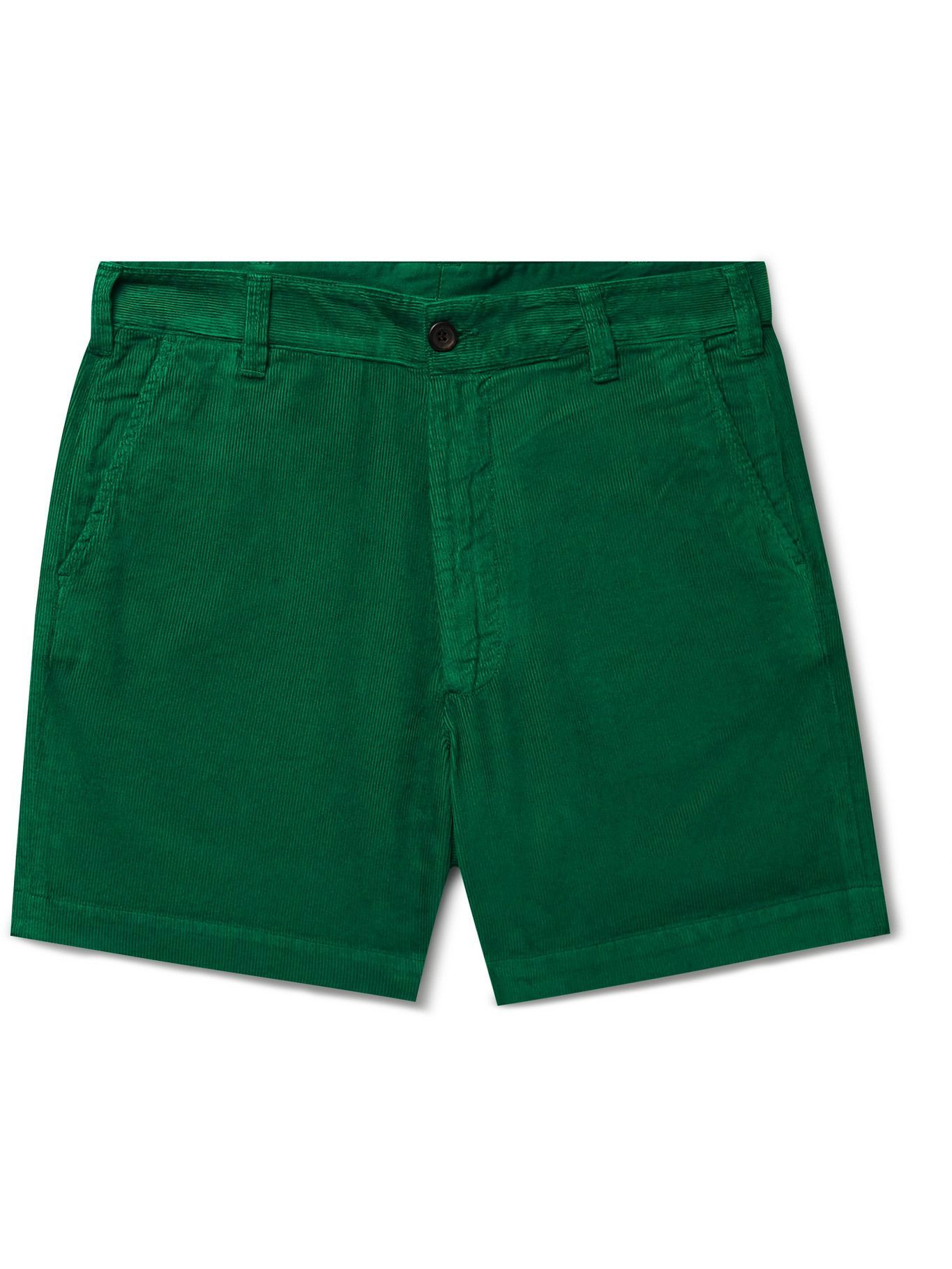 Photo: Drake's - Slim-Fit Cotton-Corduroy Chino Shorts - Green