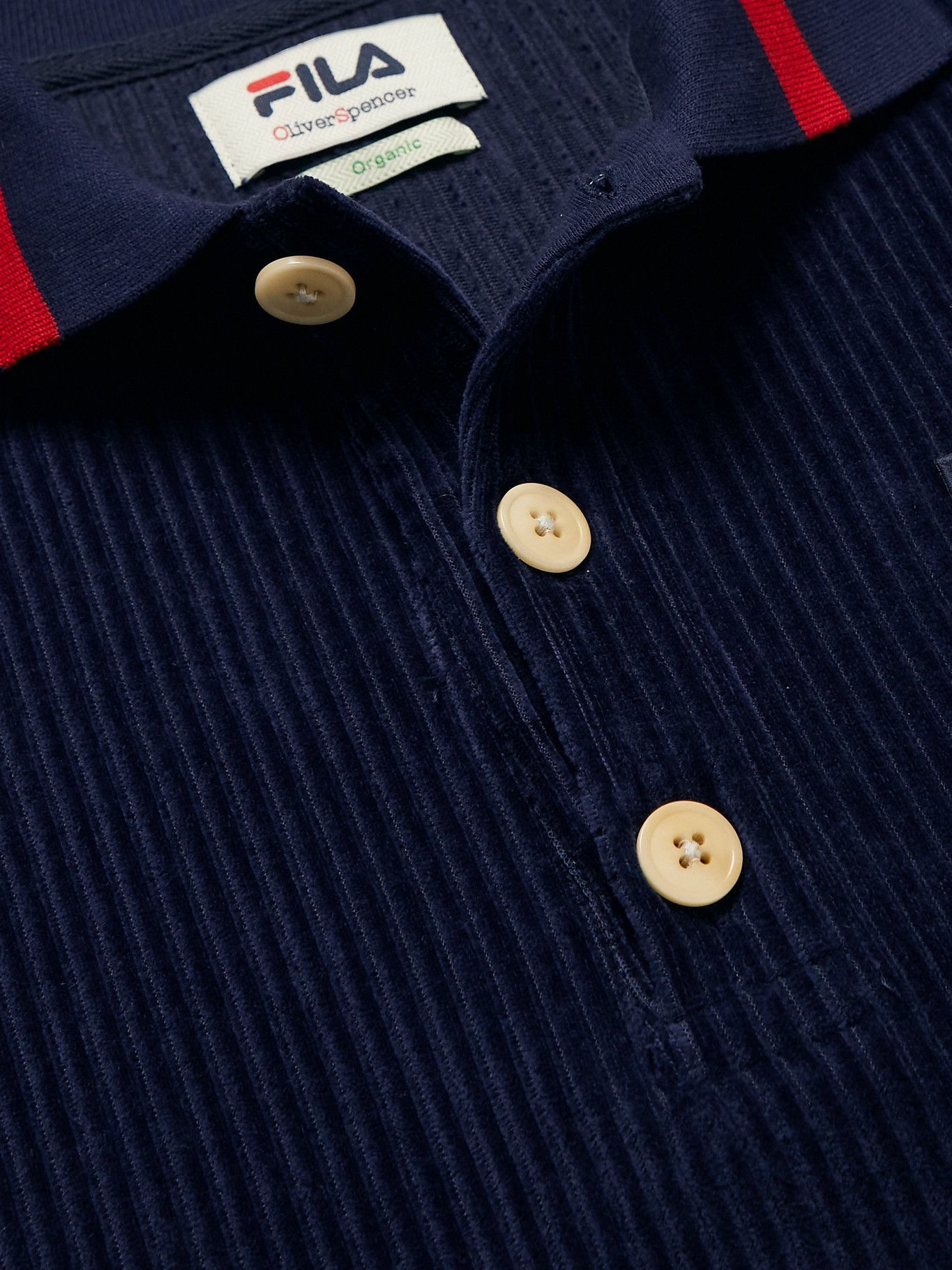 Oliver Spencer - FILA Benedict Ribbed Cotton-Blend Jersey Polo Shirt - Blue