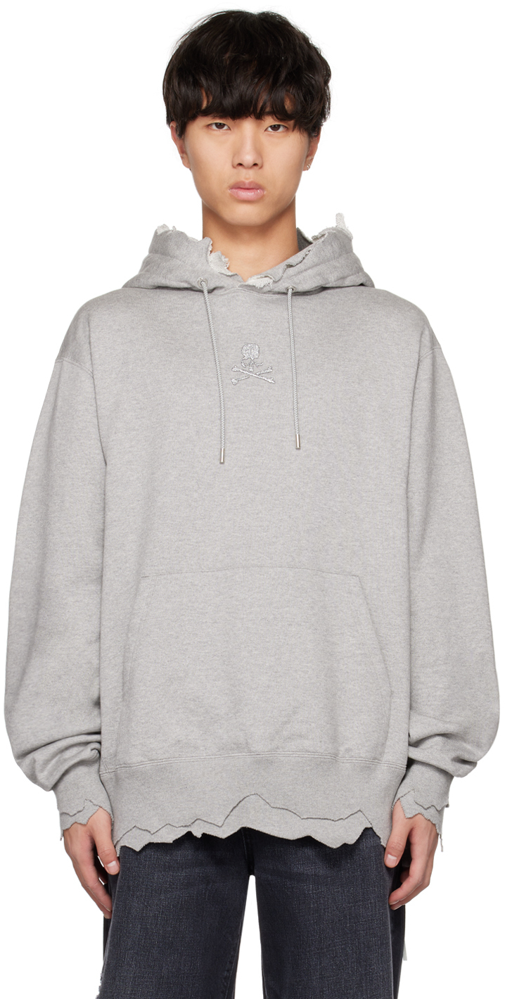 mastermind JAPAN Gray Distressed Hoodie mastermind JAPAN