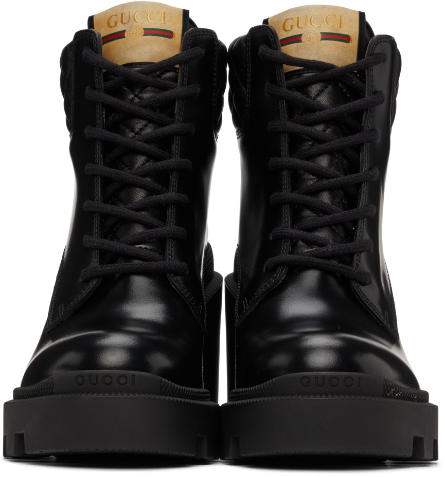 gucci black lace up boots